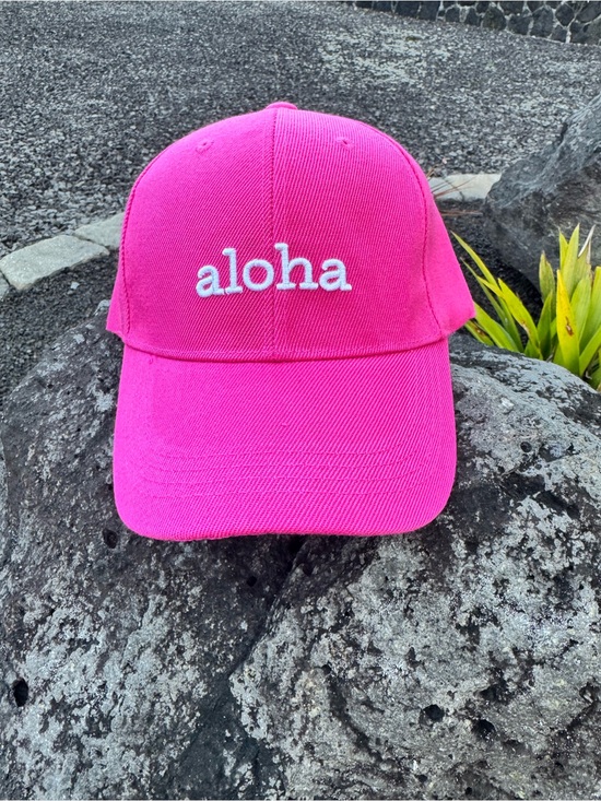 Island Crew Hawaii Accessories - Island Crew Hawaii Aloha Pink Hat Adjustable Velcro Back Hawaii Islands Embroide
